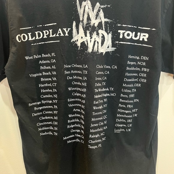 Coldplay Concert Tour T-shirt Viva La Vida Black Size Medium - Picture 4 of 5